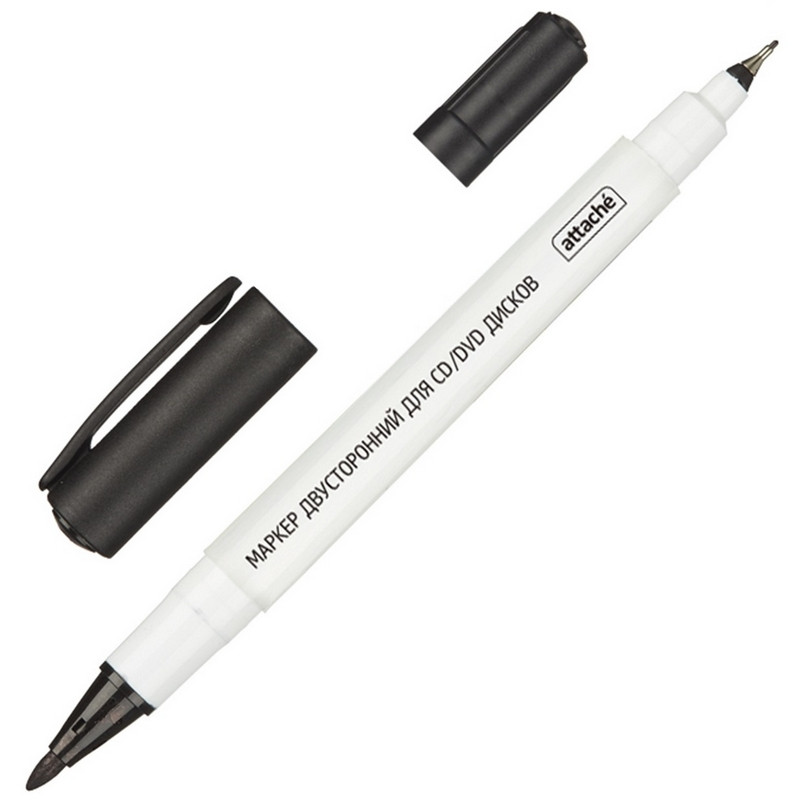 Маркер для CD Attache двусторонний черный 0,5/1,2 мм Маркер для CD Attache двусторонний черный 0,5/1,2 мм