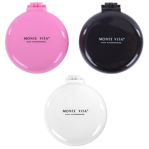 Расческа для волос массажная "2 в 1", 6,5 см с зеркалом, компактная