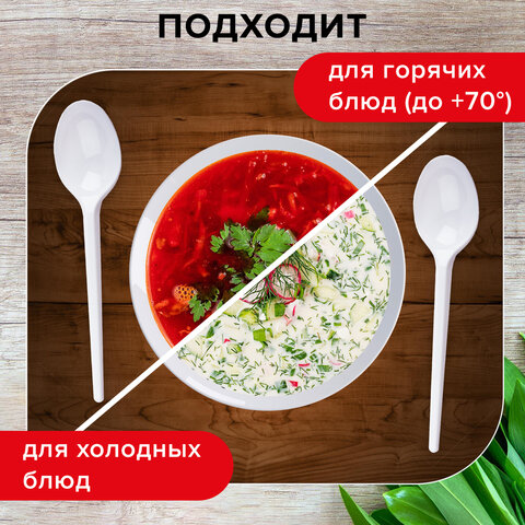 Одноразовые ложки столовые 165 мм, КОМПЛЕКТ 100 шт., "БЮДЖЕТ",