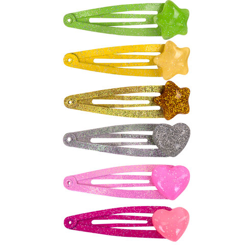 Заколки для волос НАБОР 6 шт., 5 см, клик-клак, с декоративными элементами, Заколки для волос НАБОР 6 шт., 5 см, клик-клак, с декоративными элементами,