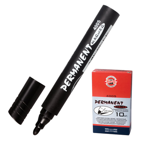 Маркер перманентный (нестираемый) KOH-I-NOOR, ЧЕРНЫЙ, круглый наконечник, 2,5 Маркер перманентный (нестираемый) KOH-I-NOOR, ЧЕРНЫЙ, круглый наконечник, 2,5