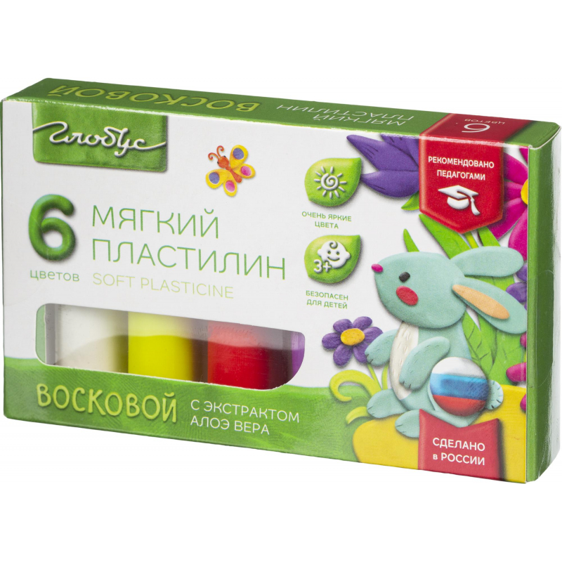 Пластилин GLOBUS «Детский», 12 цветов, 180 г, мягкий