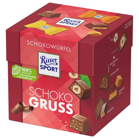 Шоколадные конфеты RITTER SPORT "SCHOKO GRUSS", набор 4 вкуса, 22