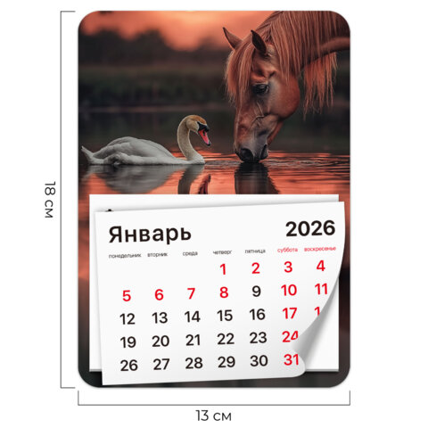 Календарь отрывной на магните на 2026 г., BRAUBERG, 130х180 мм, склейка,
