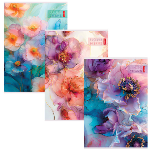 Тетрадь А4 80 л., HATBER скоба, клетка, Soft-touch ламинация, "Цветочные Тетрадь А4 80 л., HATBER скоба, клетка, Soft-touch ламинация, "Цветочные