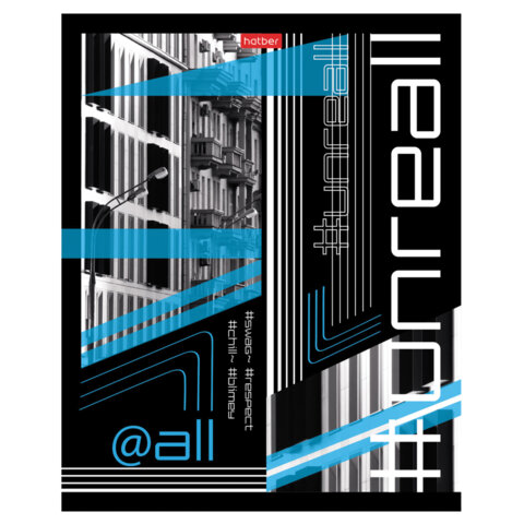 Тетрадь обложка пластик с печатью, А5, 80 л., скоба, клетка, HATBER,