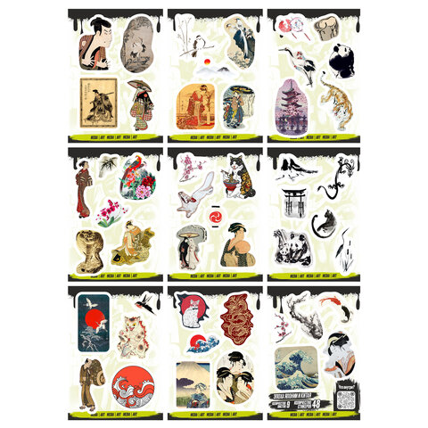 Наклейки виниловые, 43-54 шт., 9 листов, А6, "КУЛЬТУРА", АССОРТИ, Наклейки виниловые, 43-54 шт., 9 листов, А6, "КУЛЬТУРА", АССОРТИ,