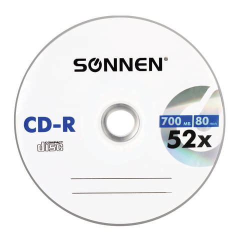Диск CD-R SONNEN, 700 Mb, 52x, Slim Case (1 штука), 512572 Диск CD-R SONNEN, 700 Mb, 52x, Slim Case (1 штука), 512572