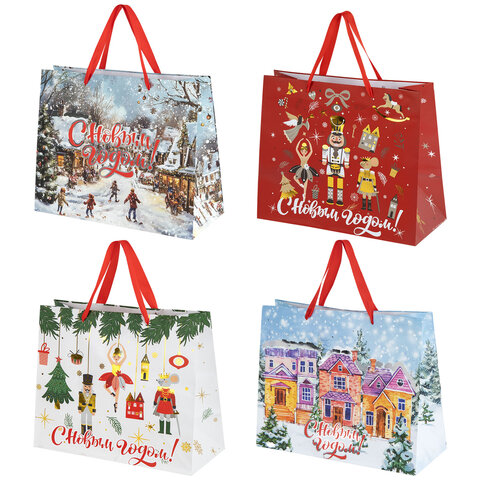 Пакет подарочный (1 шт.) новогодний 26х13х32 см "Winter Wonderland", Пакет подарочный (1 шт.) новогодний 26х13х32 см "Winter Wonderland",