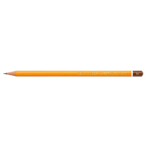 Карандаш чернографитный KOH-I-NOOR 1500, 1 шт., 6H, корпус желтый, заточенный,