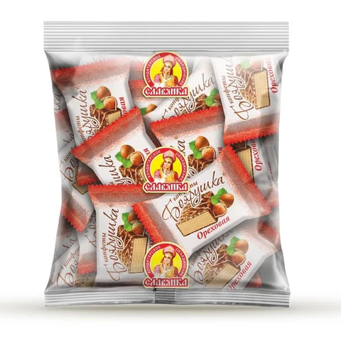 Конфеты шоколадные СЛАВЯНКА "Боярушка", вафельные, с арахисом и