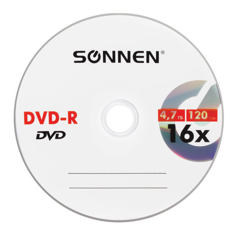 Диск DVD-R SONNEN, 4,7 Gb, 16x, Slim Case (1 штука), 512575 Диск DVD-R SONNEN, 4,7 Gb, 16x, Slim Case (1 штука), 512575