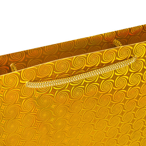 Пакет подарочный 33x13x45 см (XL), НАБОР 3 шт., 3 дизайна, голография, ЗОЛОТАЯ