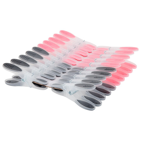 Прищепки бельевые 8,2 см, КОМПЛЕКТ 20 штук, прорезиненный пластик, ассорти,