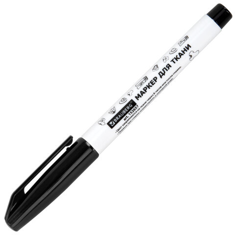 Маркер для ткани ЧЕРНЫЙ, TEXTILE MARKER, несмываемый, круглый наконечник 1-3 мм,