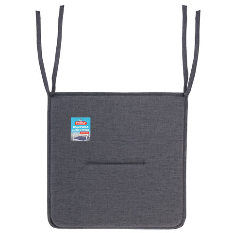 Подушка на стул плоская "РОГОЖКА" 37x37 см, полиэстер, серая PRIMILA