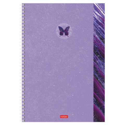 Тетрадь А4 96 л., HATBER, гребень, линия, обложка картон, "Вдохновение