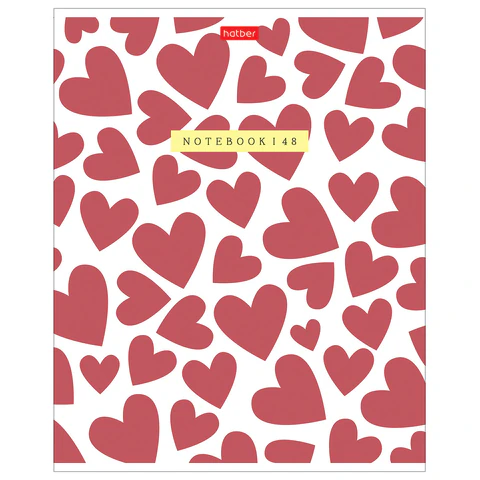 Тетрадь обложка пластик, А5 48 л., скоба, клетка, HATBER, "LOVE IS..."