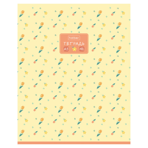 Тетрадь А5 48 л., HATBER, скоба, клетка, обложка картон, тиснение, Цветочный Тетрадь А5 48 л., HATBER, скоба, клетка, обложка картон, тиснение, Цветочный