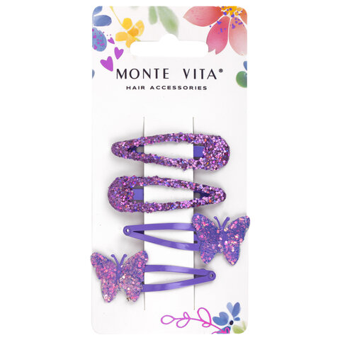 Заколки для волос НАБОР 4 шт., 5 см, клик-клак, с декоративными элементами, Заколки для волос НАБОР 4 шт., 5 см, клик-клак, с декоративными элементами,