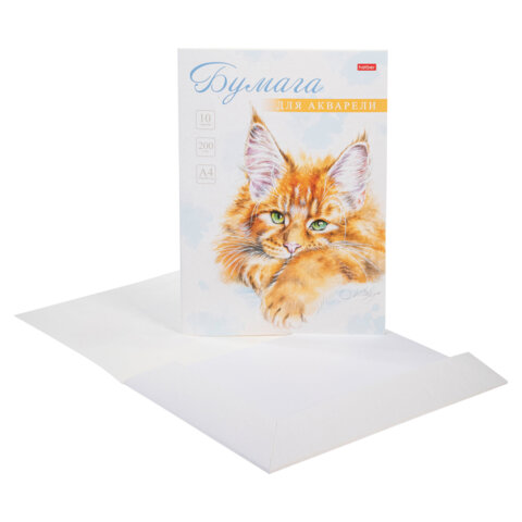 Папка для акварели А4, 10 л., 200 г/м2, 210х297 мм, HATBER, "Рыжий Папка для акварели А4, 10 л., 200 г/м2, 210х297 мм, HATBER, "Рыжий