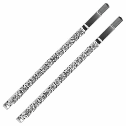 Невидимки для волос НАБОР 2 шт., 6 см, со стразами, серебристый, MONTE VITA Невидимки для волос НАБОР 2 шт., 6 см, со стразами, серебристый, MONTE VITA