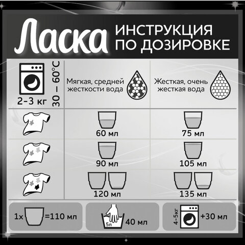 Средство для стирки жидкое автомат 3 л ЛАСКА "Сияние черного",