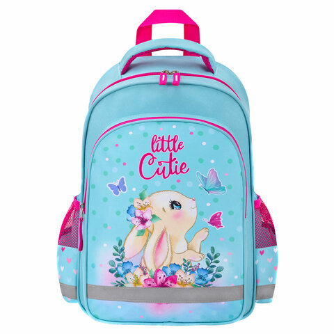 Рюкзак ПИФАГОР SCHOOL, 1 отделение, 3 кармана, "Pretty bunny",