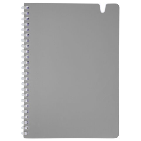 Тетрадь обложка пластик, А5 80 л., гребень мягкий, вырубка для ручки, клетка,