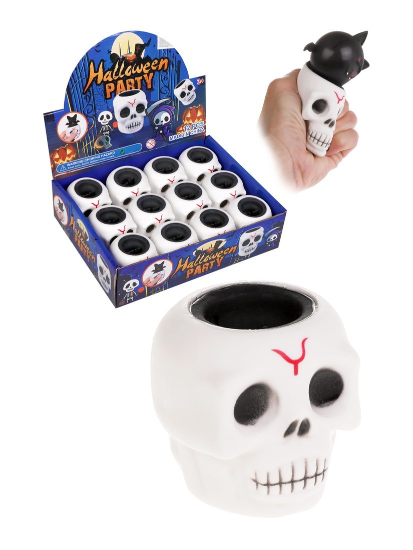 Игрушка-антистресс "Весёлый череп" в ассортименте, дисплей 12 штук Игрушка-антистресс "Весёлый череп" в ассортименте, дисплей 12 штук