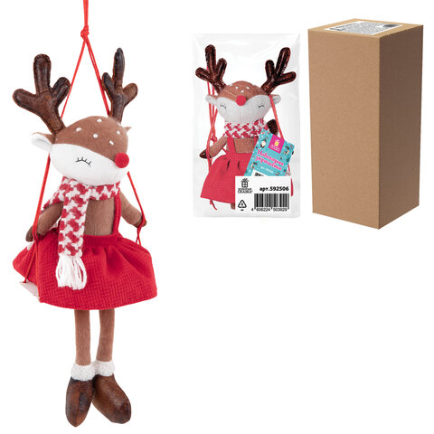 Украшение новогоднее интерьерное 40 см "Оленёнок на качелях", Украшение новогоднее интерьерное 40 см "Оленёнок на качелях",