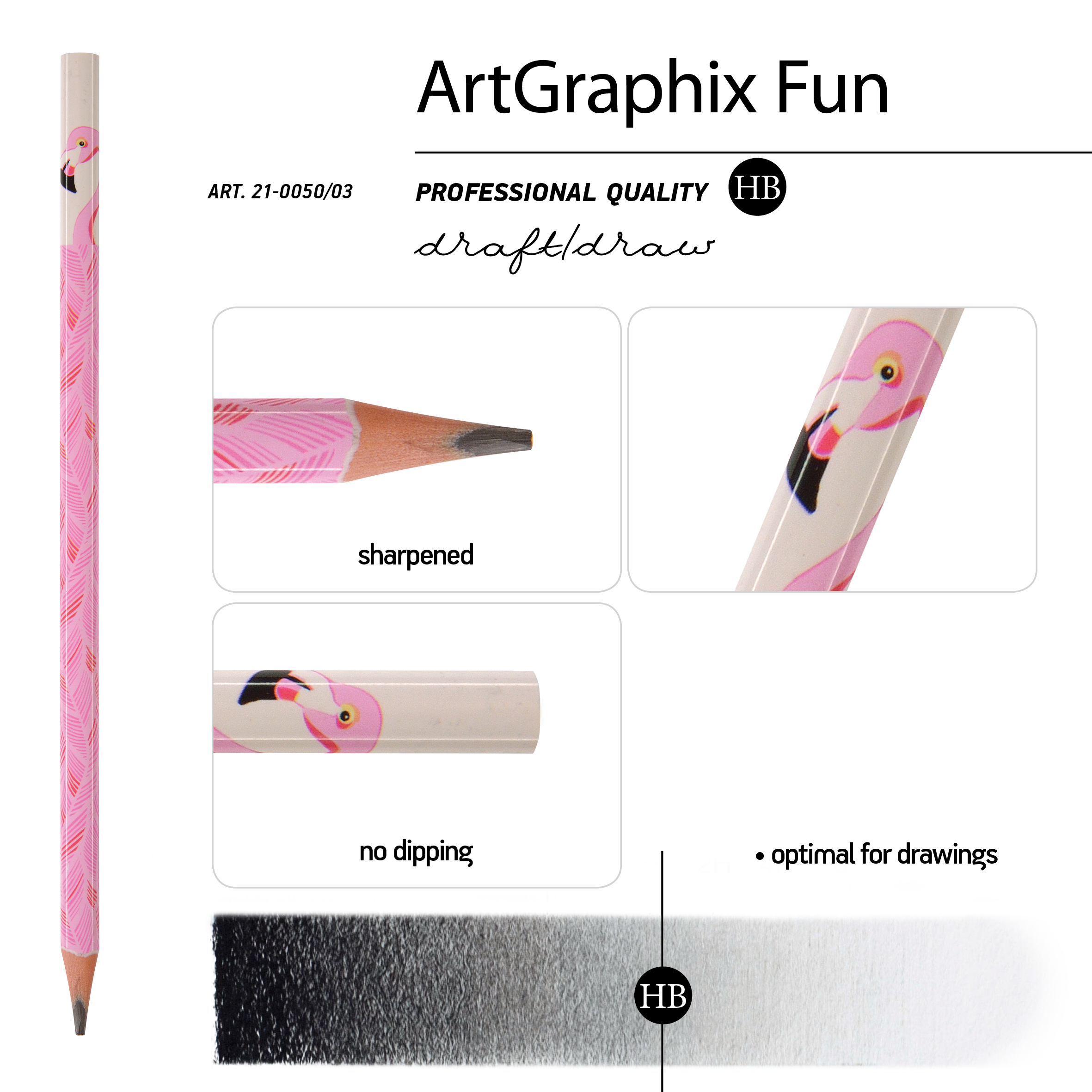 КАРАНДАШ ЧЕРНОГРАФИТОВЫЙ "ArtGraphix. Fun. Фламинго" НВ (пластиковый