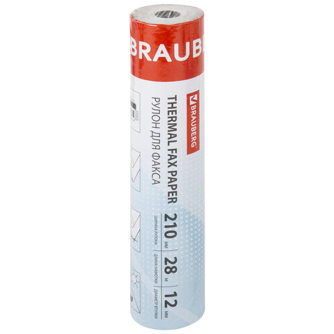 Рулон для факса 210х30х12 (28 м), BRAUBERG, 110149