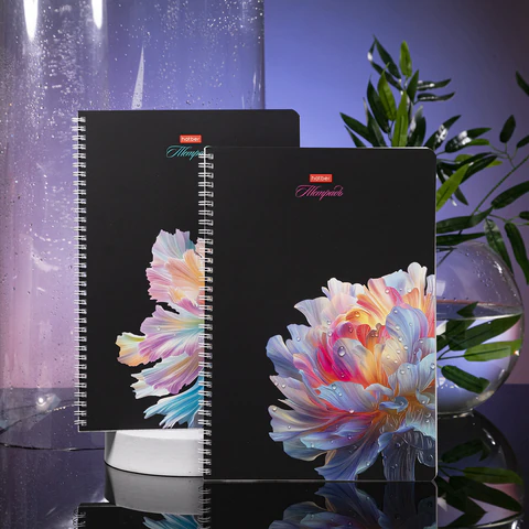 Тетрадь А4, 96 л., HATBER, гребень, клетка, soft-touch ламинация, 3D-лак, Тетрадь А4, 96 л., HATBER, гребень, клетка, soft-touch ламинация, 3D-лак,
