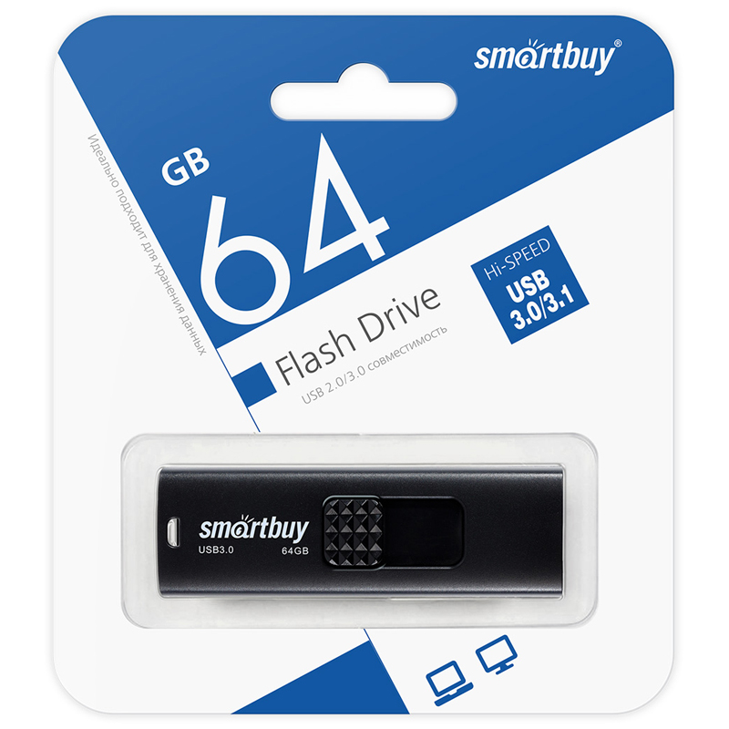 Память Smart Buy "Fashion" 64GB, USB 3.0 Flash Drive, черный