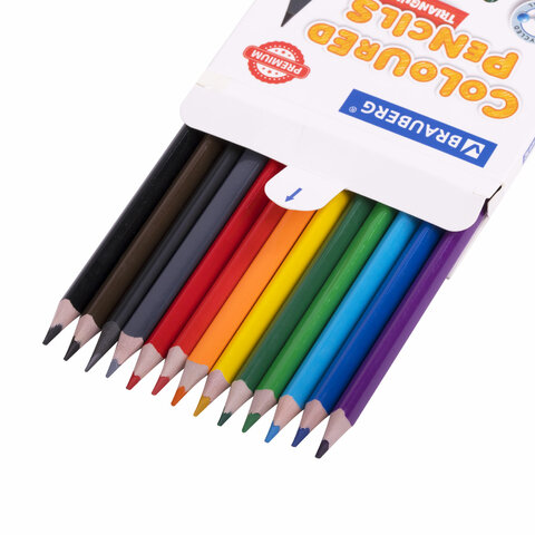 Карандаши цветные пластиковые, BRAUBERG PREMIUM 12 цветов + 1 чернографитный