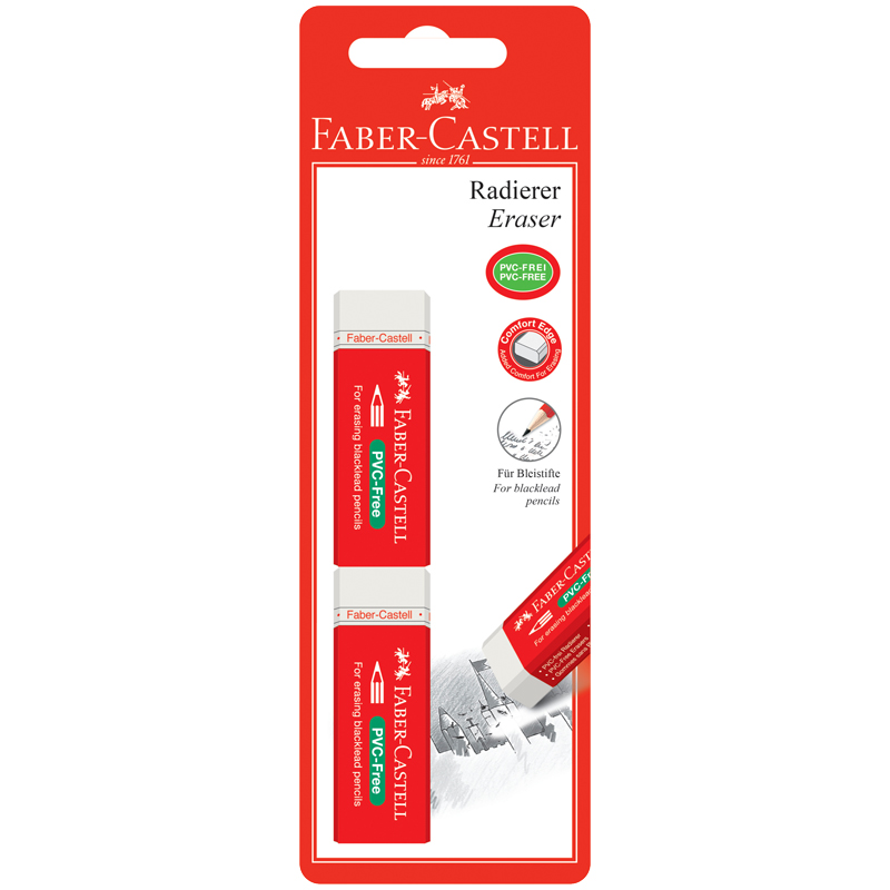 Набор ластиков Faber-Castell "PVC-Free" 2шт., прямоугольный, Набор ластиков Faber-Castell "PVC-Free" 2шт., прямоугольный,