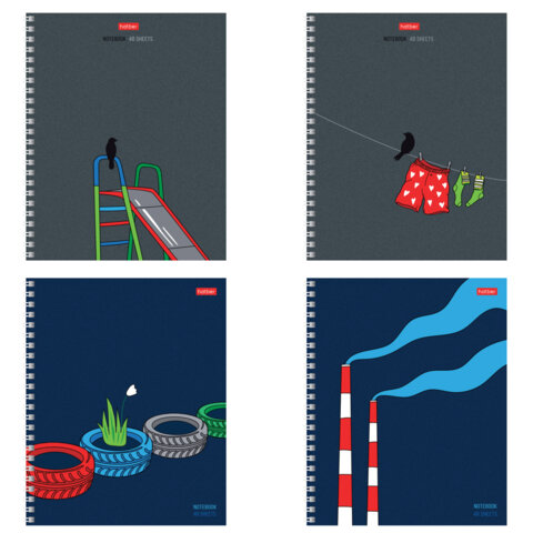 Тетрадь А5 48 л., HATBER гребень, клетка, выборочный лак, "За окном" Тетрадь А5 48 л., HATBER гребень, клетка, выборочный лак, "За окном"