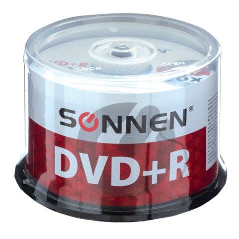 Диск DVD+R (плюс) SONNEN 4,7 Gb, 16x, Cake Box (упаковка на шпиле), КОМПЛЕКТ 50 Диск DVD+R (плюс) SONNEN 4,7 Gb, 16x, Cake Box (упаковка на шпиле), КОМПЛЕКТ 50