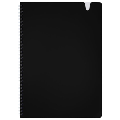 Тетрадь обложка пластик, А4 80 л., гребень мягкий, вырубка для ручки, клетка,