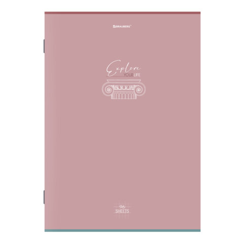 Тетрадь А4, 96 л., BRAUBERG, скоба, клетка, глянцевый лак, "Pastel",