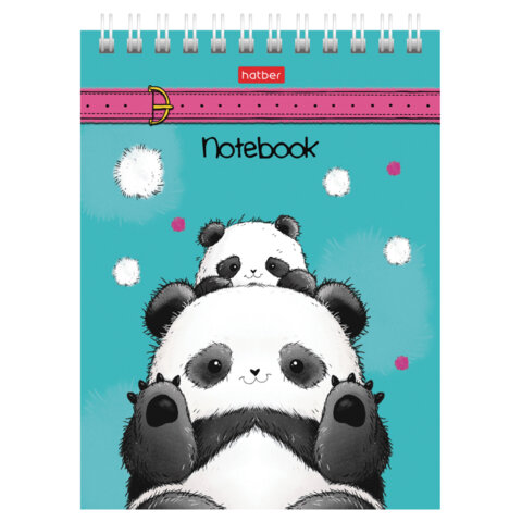 Блокнот МАЛЫЙ ФОРМАТ А6, 60 л., гребень, картон, клетка, HATBER, "Плюшевые