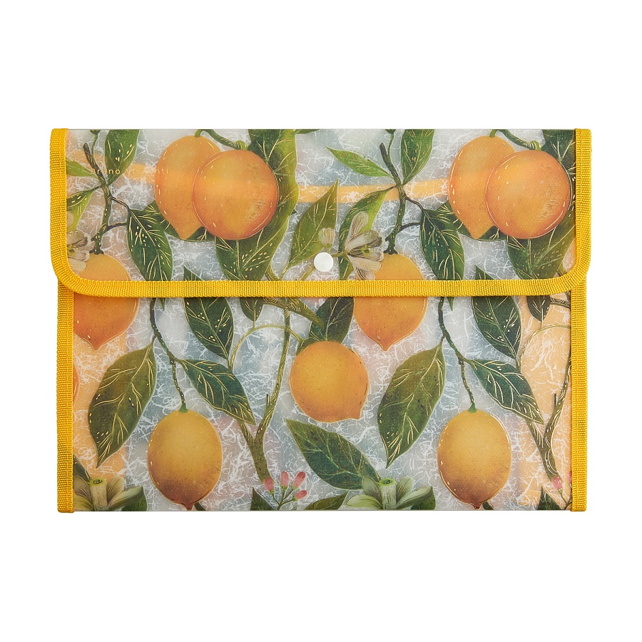 ПАПКА КОНВЕРТ С ОКАНТОВКОЙ "FLORA.PARADISE.LEMONS", А4 ПАПКА КОНВЕРТ С ОКАНТОВКОЙ "FLORA.PARADISE.LEMONS", А4