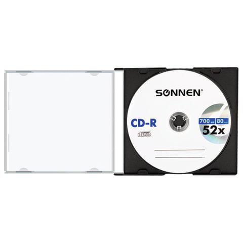 Диск CD-R SONNEN, 700 Mb, 52x, Slim Case (1 штука), 512572 Диск CD-R SONNEN, 700 Mb, 52x, Slim Case (1 штука), 512572