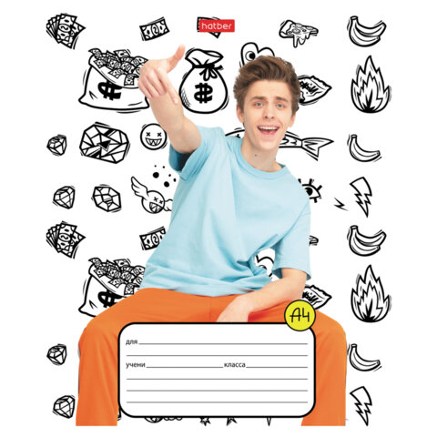 Тетрадь 12 л., HATBER клетка, обложка картон, "Влад А4" (микс в Тетрадь 12 л., HATBER клетка, обложка картон, "Влад А4" (микс в