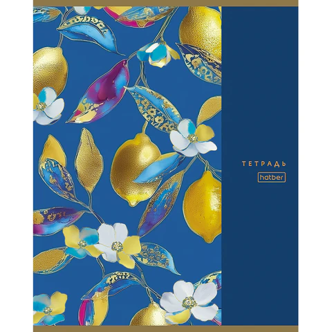 Тетрадь А5, 96 л., HATBER, скоба, клетка, глянцевая ламинация, "Золотые