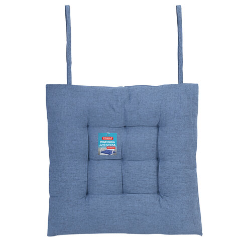 Подушка на стул "РОГОЖКА", 40x40 см, полиэстер, синяя, PRIMILA