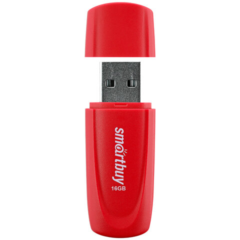 Флеш-диск 16GB SMARTBUY Scout USB 2.0, красный, SB016GB2SCR