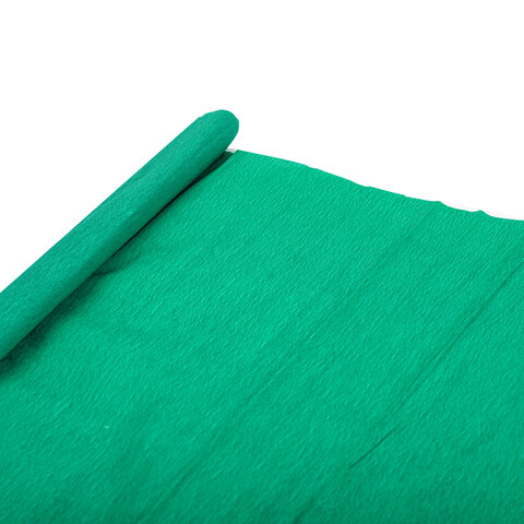 Бумага гофрированная (креповая) ПЛОТНАЯ, 32 г/м2, зеленая, 50х250 см, в рулоне,