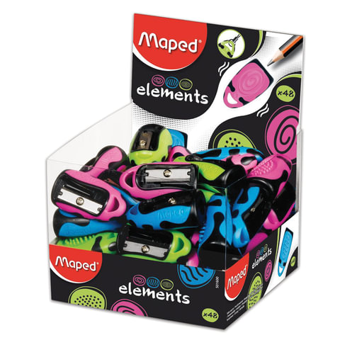 Точилка MAPED (Франция) "Elements", без контейнера, корпус ассорти, Точилка MAPED (Франция) "Elements", без контейнера, корпус ассорти,